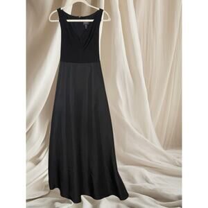 Adrianna Papell V-Neck Tie-Waist Black Gown Taffeta Jersey Dress Size 4 Prom